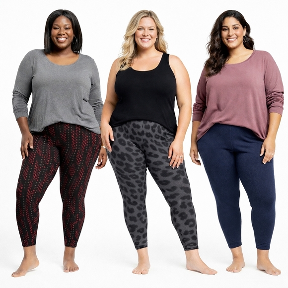 3 New CUDDL DUDS Fleecewear Pants w/ stretch Smoke Leopard Blue Aztec Polka Dots - Picture 4 of 7